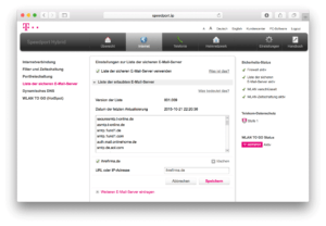 speedport Liste SMTP