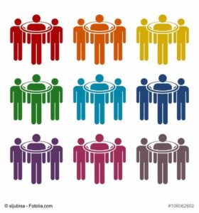 People standing, targeted consumer icons set