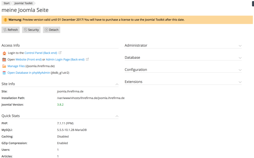 plesk_joomla_toolkit_uebersicht