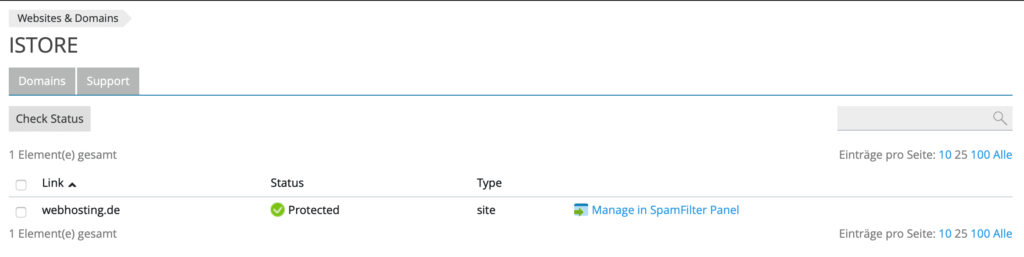 Plesk Spamschutzgateway aktiv