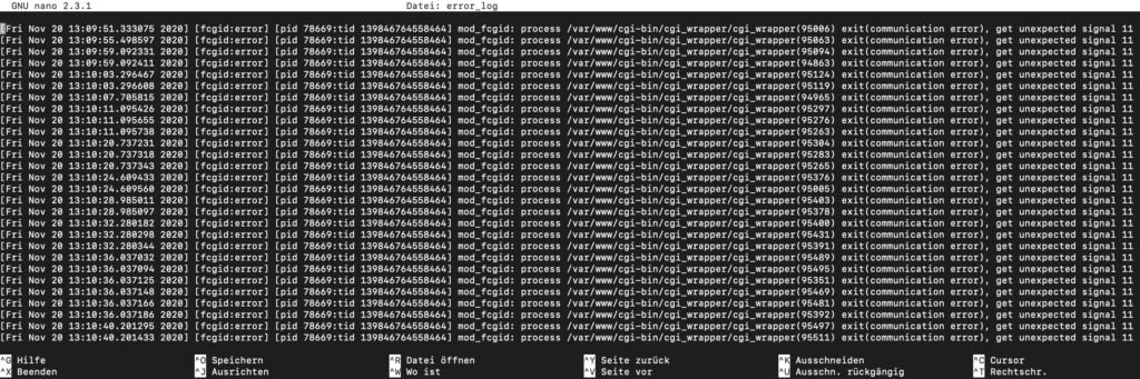 Anzeige im Error_log
